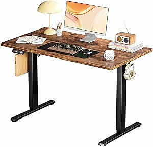 Sweetcrispy, Electric Splice Board 40 x 24in Ergonomic Height Adjustable Sit to Stand, Computer Workstation Home Office Desk-Rustic Brown, 40''x 24'
