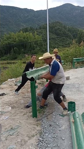 Install metal guardrails along the road