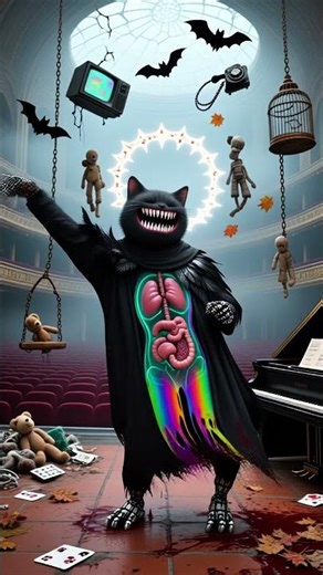 CUTE & CREEPY DANCING CAT: You met the Cosmic Glitch Cat in a Haunted Theater 🐱✨ #dance #cat #magic