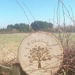 543K views · 1.3K reactions | 珞 Great News! We have our new larger size Log Slice in stock! These have flown out the last few weeks and make just the perfect gift.. especially with Mother’s Day just around the corner! Create yours here > https://www.madewithloveandsparkle.co.uk/engraved-family-heart-tree-log-slice.html | Mrs Tanya O'Neill | Facebook