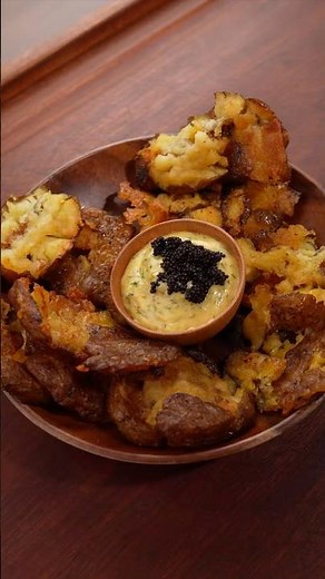 Crispy Smashed Potatoes with Roasted Garlic Dill Mayo | Easy Gourmet Potato Recipe