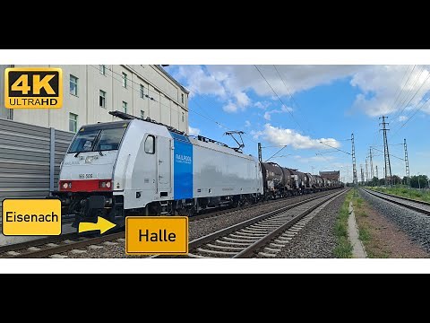 【4K】 Führerstandsmitfahrt Eisenach Bf nach Halle über,Fröttstädt,Gotha,Erfurt,Weimar,Großkorbetha