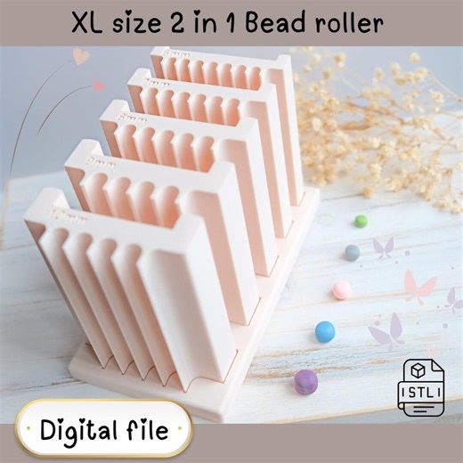 XL 2-in-1 Polymer Clay Bead Roller STL | Dual-sided Big Ball Maker (6–10mm)   Flat Strip Measuring Board | Printable 3D STL With Holder - Etsy