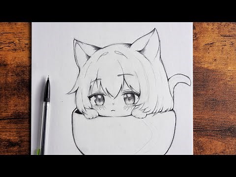Draw Cute | How to Draw Anime cat Girl step by step