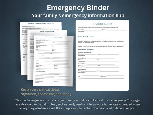 Family Emergency Binder | Household Information Organizer (digital Download) - Etsy