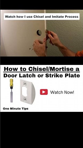 HOW TO CHISEL/MORTISE LATCH-STRIKE PLATE FOR A DOOR! One Minute Tips - Home Repairs #shorts