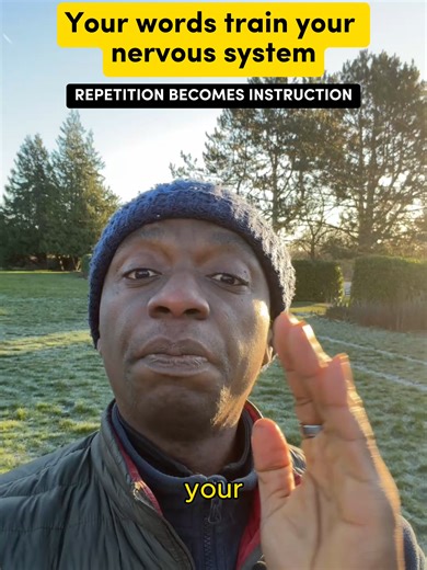 Your body listens to repetition. Choose your words carefully. #nervoussystem #selftalk #menshealth #regulation
