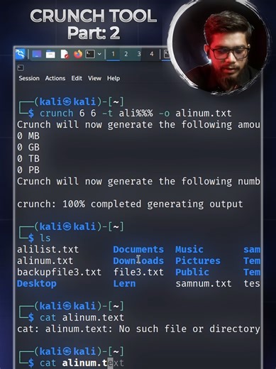 Many people use their own name with some random numbers as a password and that makes accounts easy to guess. In this video I show how a wordlist is created using the Crunch tool by fixing a name and generating number combinations just to explain how weak passwords are formed and why strong security matters. This is only for learning and awareness. Disclaimer ‼️ This video is for educational purposes only. All demonstrations are performed in a controlled private environment. I do not support or p