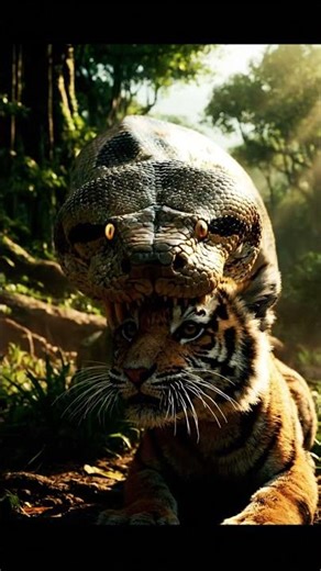 🐅 Mother Tiger vs Giant Python | The Jungle’s Fiercest Love 🐍 #shortsfeed