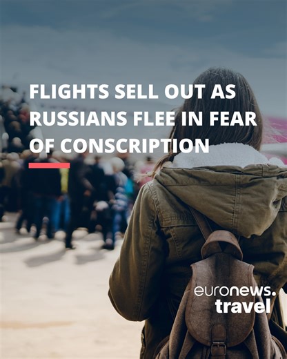 2K views · 25 reactions | One way flights out of Moscow have nearly sold out after Russia announced plans to call up 300,000 army reservists. On Wednesday morning, Russian President Vladimir Putin said that the country’s military would ‘partially mobilise’ military reservists in Ukraine. Flights out of Moscow quickly filled up, as possible conscripts scrambled to avoid the draft. | Euronews Travel | Facebook