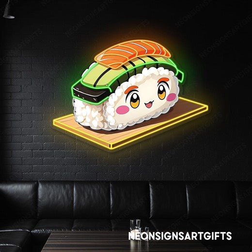Japanese Sushi Neon Uv Sign, Sushi Rice Roll Neon Sign, Salmon Avocado Sushi Rolls Neon Uv Print Light, Japanese Maki Sushi Roll Glow - Etsy Canada