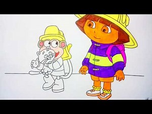 Dora the Explorer and the Fire Truck /Coloring for children