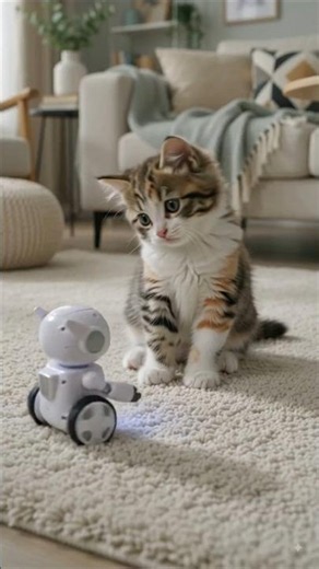 🐈 kitten playing with robot 🤖 #cat #robot #cute #catvideos #shorts #relatable #unfrezzmyaccount