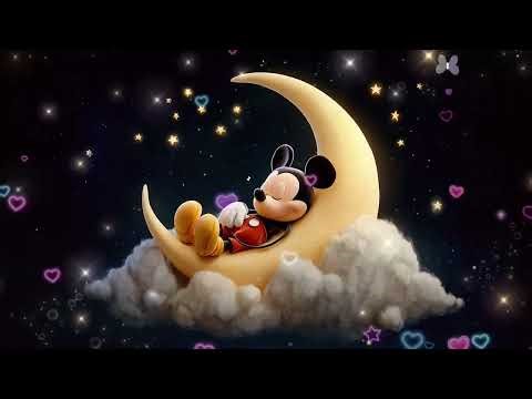 Little Mickey Mouse Sleeping on The Moon, Sleep Music for Babies ♥ Lullaby For Babies To Go To Sleep