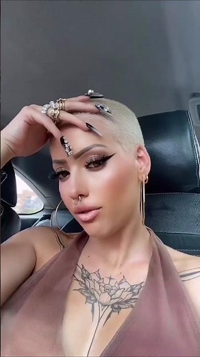 Blonde Buzzed Cut Beauty Turns Heads While Driving!