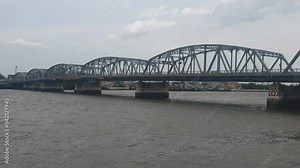 Krung Thon steel superstructure Bridge over the Chao Phraya River in Bangkok in Thailand