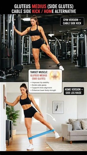 🍑 Gluteus Medius (Side Glutes) Workout — Gym & Home Alternative #shorts