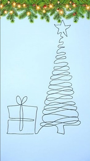 Minimal Christmas Tree Drawing 🎄 | One Line Art Tutorial