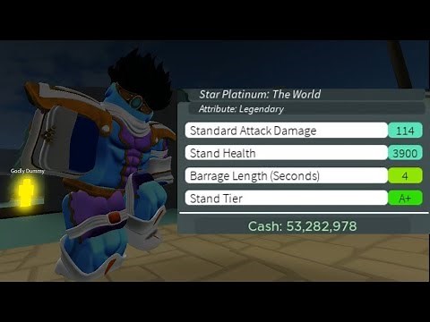 Star Platinum: The World Legendary Showcase at level 1000 | Roblox Stand Upright : Rebooted