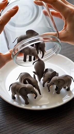 Tiny Baby Elephants Pour Out of a Jar 🐘💫 Tiny Baby Elephants Pour Out of a Jar 🐘💫 #mytinyfeeds #cute