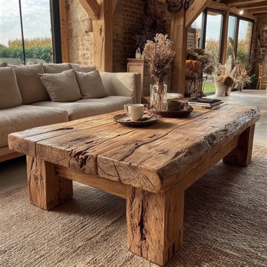 Custom Walnut Live Edge Coffee Table – Solid Wood Farmhouse Furniture - Etsy