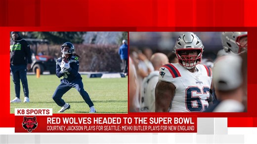 We are guaranteed to have an Arkansas State Red Wolf hoisting the Lombardi Trophy at Super Bowl LX! Former wide receiver Courtney Jackson is on the Seattle Seahawks practice squad. And former offensive lineman Mehki Butler is on the New England Patriots practice squad! Somebody is leaving Santa Clara with a championship ring! More about the Red Wolves in the league: https://www.kait8.com/2026/01/27/a-state-nfl-12726/ | Region 8 Sports