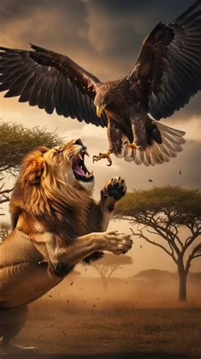 Lion vs Eagle | Who Will Win the Fight to Survive? #shorts