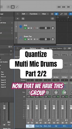 How to quantize multi miked drums for a natural sound in Logic Pro 2/2 #musicproducer #logicprox