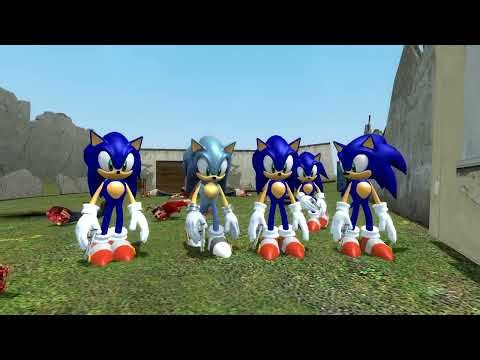Sonic's squad got ambushed by zombies in Garry's Mod.