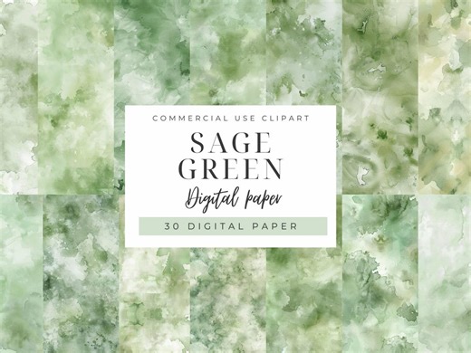 Sage Green Digital Paper Pack, Watercolor Texture Backgrounds, Neutral Earthy Scrapbook Paper - Etsy