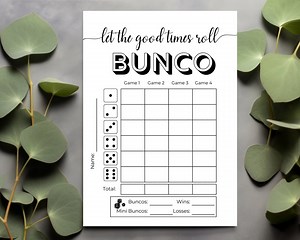 Bunco Game Score Sheets, Simple Bunco Tally Sheets, Let the Good Times Roll Bunco Game, Lucky Bunco Cards, Bunco Party, Bunco Dice Game - Etsy
