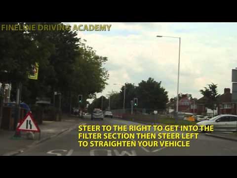Turning right into a junction using a filter lane