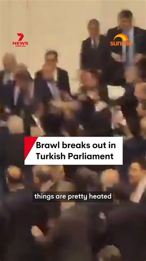 A huge brawl has erupted in Turkish parliament following the appointment of a new Minister for Justice. #brawl #turkey #parliament #fight #turkishparliament | 7NEWS Sydney