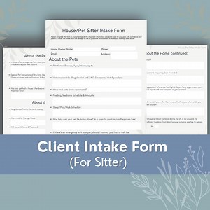 Fillable Pet Sitter Client Intake Form – Printable PDF Template - Etsy