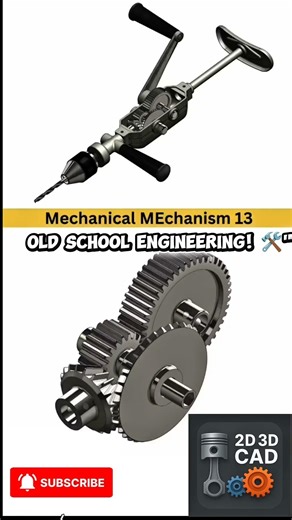 Mechanical Mechanism 13: Hand Drill Gear System Explained #short #reels #cad