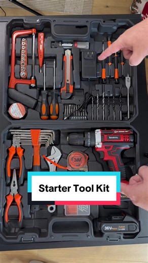 Hook Just getting started? This covers the basics without overpaying. Product Name 102-Piece Cordless Drill Starter Tool Kit Description This starter tool set is designed for basic household projects, light DIY work, and everyday fixes. It includes a cordless drill plus essential hand tools so you don’t have to buy everything separately. Not a pro-grade set — but solid for beginners, apartments, dorms, first homes, or keeping a backup kit on hand. \t•\tCordless Drill Included – Variable speed wi