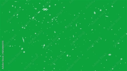 snowflakes falling from right to left on green screen.Looping Snowflake Particles. Beautiful snow falling animation with seamless looping flakes. snowflakes particles on a green screen background.