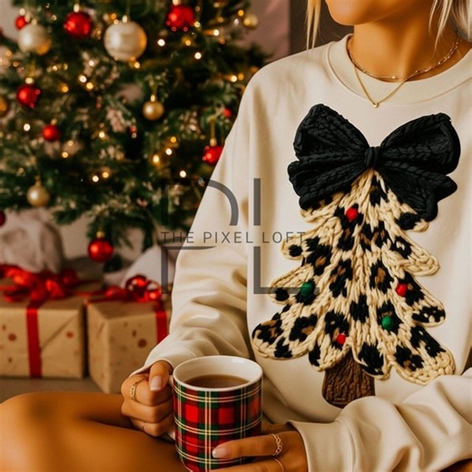 Leopard Knit Christmas Tree PNG, Holiday Sublimation (digital Download) - Etsy