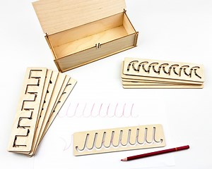 Montessori Stencils Set, Writing Skills Wooden Stencil Set, Preschool Homeschool Types of Line Stencils, Handwriting Patterns,back to School - Etsy