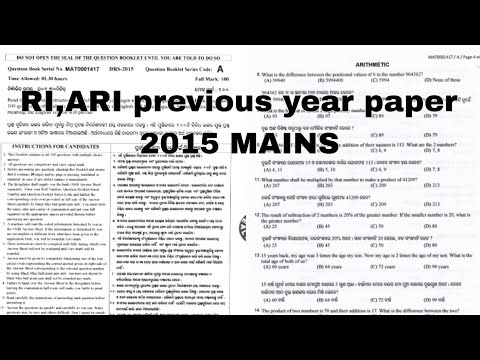 RI,ARI,AMIN mains previous year question paper 2015|Ri preliminary important questions