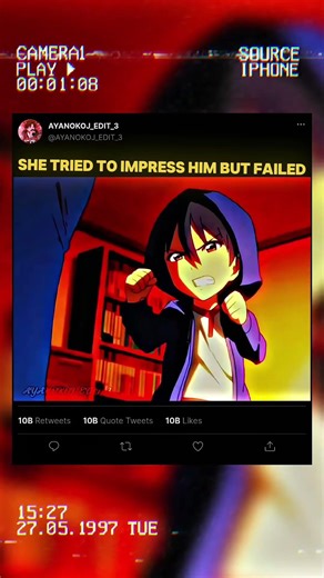 SHE TRIED TO IMPRESS HIM BUT FAILED#anime