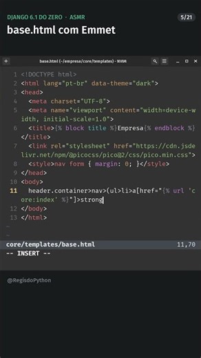 base.html com Emmet | Django do zero ASMR #5