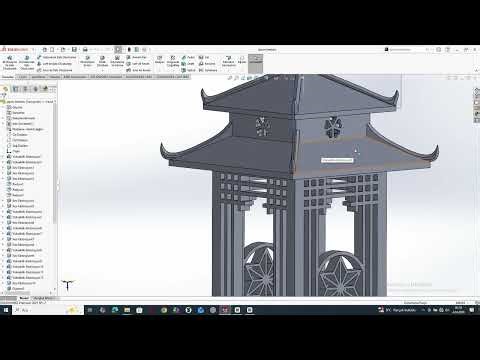 Designing a Japanese Lamp with SolidWorks / 3D Modeling / Pagoda Lantern