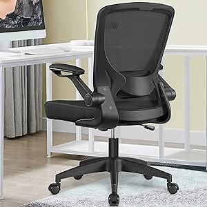 Ergonomic Office Chair, KERDOM Breathable Mesh Desk Chair, Lumbar Support Computer Chair with Wheels and Flip-up Arms, Swivel Task Chair, Adjustable Height Home Gaming Chair (Black)Ergonomic Office Chair, KERDOM Breathable Mesh Desk Chair, Lumbar Support Computer Chair with Wheels and Flip-up Arms, Swivel Task Chair, Adjustable Height Home Gaming Chair (Black)