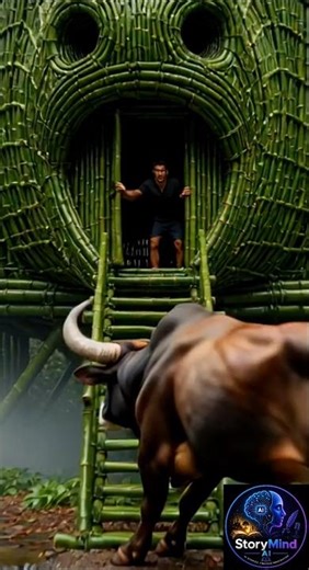 “A Hidden Bamboo House in the Jungle 😳 #funny #youtubeshorts #shorts #art #bamboohouse