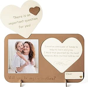 CJiangpo Will You Be My Godmother Proposal Gift Picture Frame from Godchild, Engraved Godmother Announcement Photo Frame Proposal Gift Ideas