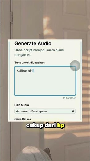 AI ini membantu banget untuk creator bikin script creat jadi suara dan suara nya natural banget