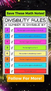 16K views · 71 reactions | Save These Divisibility Rules Math Notes...