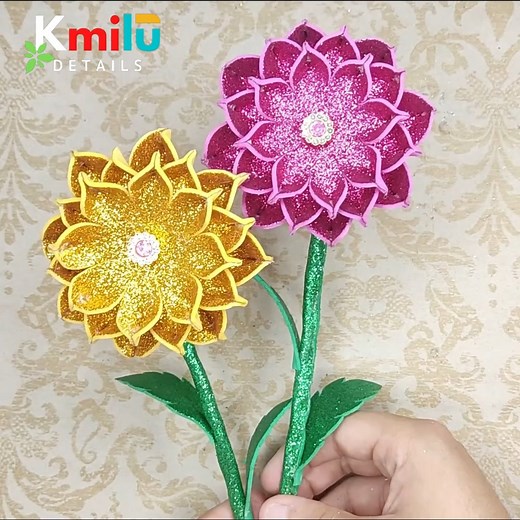 DIY How to make beautiful flowers 🌸 in foam sheet very easy 😍 | Manualidades KMiLu