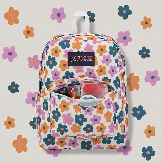 💚¡Spring Funky Season! 💖 Ya se siente el buen clima, sal a darlo todo con Superbreak #FunkyFloret , todas tus cosas ultra seguras en sus múltiples compartimentos 💪🏼 📍 Encuéntrala en JanSport.cl o en tiendas Rockford, 7veinte, Bsoul, Funsport 🎒 #MochilasJanSport #JanSport | JanSport Chile